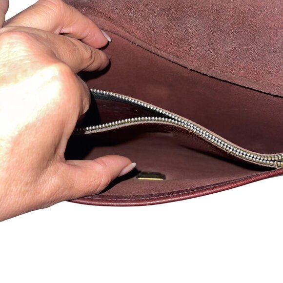 Vintage Womens Shoulder Bag Brown Adjustable Strap Turn Lock Closure Leather - Picture 6 of 11